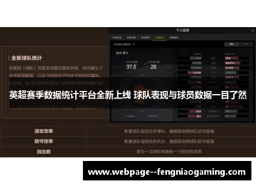 英超赛季数据统计平台全新上线 球队表现与球员数据一目了然